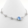 Aquamarine heart bracelet, rhodium-plated 925 silver