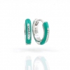 Small hoops mint green enamel earrings, rhodium-plated 925 silver, 15mm