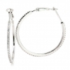 Crystal hoop earrings, rhodium-plated 925 silver, 32mm