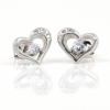 Heart earrings with rhodium-plated silver 925 crystals