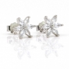 Corner flower earrings with rhodium-plated silver 925 crystals, crystal
