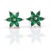 Corner flower earrings with rhodium-plated silver 925 crystals, emerald