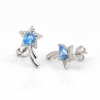 Star earrings with rhodium-plated silver 925 crystals, aquamarine