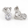 Teddy bear earrings with bow and crystals silver 925 rhodium plated