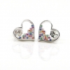 Heart earrings with rhodium-plated silver 925 crystals
