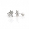 Tragus earrings in rhodium-plated silver 925, stars with crystals