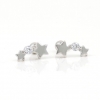 Tragus earrings in rhodium-plated silver 925, stars with crystal