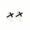 Tragus earrings in rhodium-plated silver 925 with enamel, cross