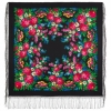 Premium shawl Victory Day, wool, black - 148x148cm