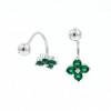 Cercei upper lobe din argint 925 rodiat, floare emerald