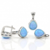 Azure Opal drop set, earrings, ring, pendant, rhodium-plated 925 silver