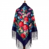 Premium shawl Victory Day, wool, blue - 148x148cm