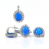 Set Elysee Blue Opal, cercei, inel, pandantiv, argint 925 rodiat