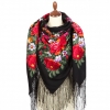 Premium shawl Victory Day, wool, black - 148x148cm