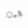 White Opal earrings, silver 925 rhodium-plated, 8mm