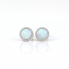 White Opal earrings, silver 925 rhodium-plated, 10mm