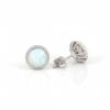 White Opal earrings, silver 925 rhodium-plated, 10mm