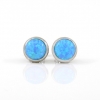 Azure Opal earrings, rhodium-plated 925 silver, 8mm