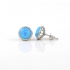 Azure Opal earrings, rhodium-plated 925 silver, 8mm