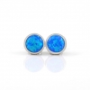 Blue Opal earrings, silver 925 rhodium-plated, 10mm