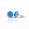 Blue Opal earrings, silver 925 rhodium-plated, 10mm