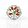 Tree of life ring with enamel and crystals (52), silver 925 rhodium-plated