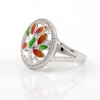 Tree of life ring with enamel and crystals (52), silver 925 rhodium-plated