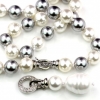 Pearl necklace with pendant, silver-white, 47cm