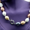 Twist drop pearl necklace, white-rose gold-bronze-hematite, 47cm