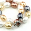 Twist drop pearl necklace, white-rose gold-bronze-hematite, 47cm