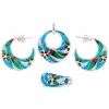Set Turquoise, cercei, inel, pandantiv, argint 925 rodiat