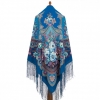 Premium shawl Seasons Winter, wool, blue marin - 148x148cm