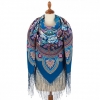 Premium shawl Seasons Winter, wool, blue marin - 148x148cm