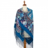 Premium shawl Seasons Winter, wool, blue marin - 148x148cm