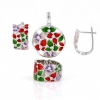 Helen set, earrings, ring, pendant, rhodium-plated 925 silver