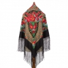 Premium shawl Horseshoe, wool, black - 148x148cm