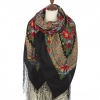 Premium shawl Horseshoe, wool, black - 148x148cm