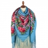 Premium shawl Victory Day, wool, turcoaz - 148x148cm