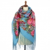 Premium shawl Victory Day, wool, turcoaz - 148x148cm