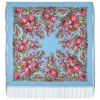 Premium shawl Victory Day, wool, turcoaz - 148x148cm