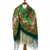 Premium shawl Garden of wonderful Dreams, wool, green - 148x148cm