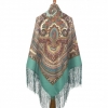 Premium shawl Magic design, wool, mint green - 148x148cm