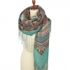 Premium shawl Magic design, wool, mint green - 148x148cm