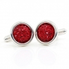Butoni cu cristale Swarovski, cabochon pave Light Siam, argint 925 rodiat