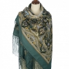 Premium shawl The only one, wool, vintage green - 148x148cm