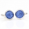 Butoni cu cristale Swarovski, cabochon pave Sapphire, argint 925 rodiat