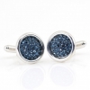 Butoni cu cristale Swarovski, cabochon pave Montana, argint 925 rodiat