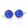 Butoni cu cristale Swarovski, cabochon pave Majestic Blue, argint 925 rodiat