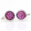 Butoni cu cristale Swarovski, cabochon pave Light Siam Shimmer, argint 925 rodiat