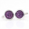 Butoni cu cristale Swarovski, cabochon pave Amethyst, argint 925 rodiat